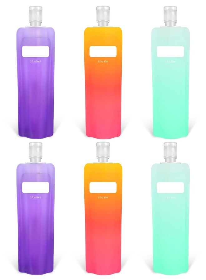 Dimeho 6 Pcs Travel Pouches for Toiletries, 3 oz Travel Size Containers Leak Proof Empty Squeeze Pouches (orange, purple and green) - Image 1